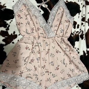 pink flower romper
